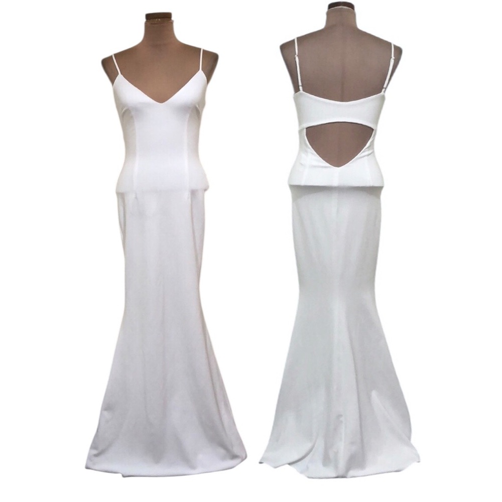 NWT Katie May Bambi Maxi Dress Size 2 White Cut Out Back Gown